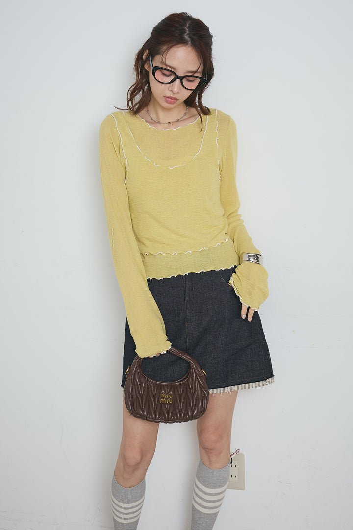 2way配色ステッチトップス＆ノースリーブセット