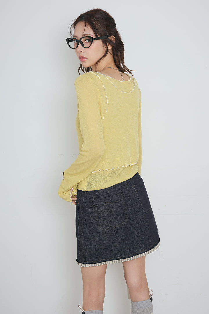 2way配色ステッチトップス＆ノースリーブセット