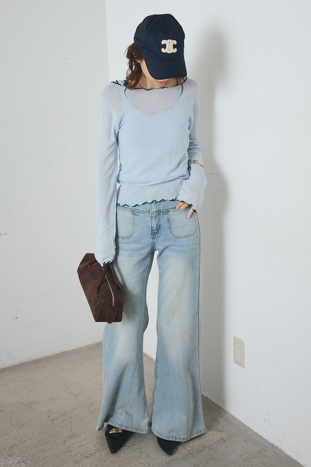 2way配色ステッチトップス＆ノースリーブセット