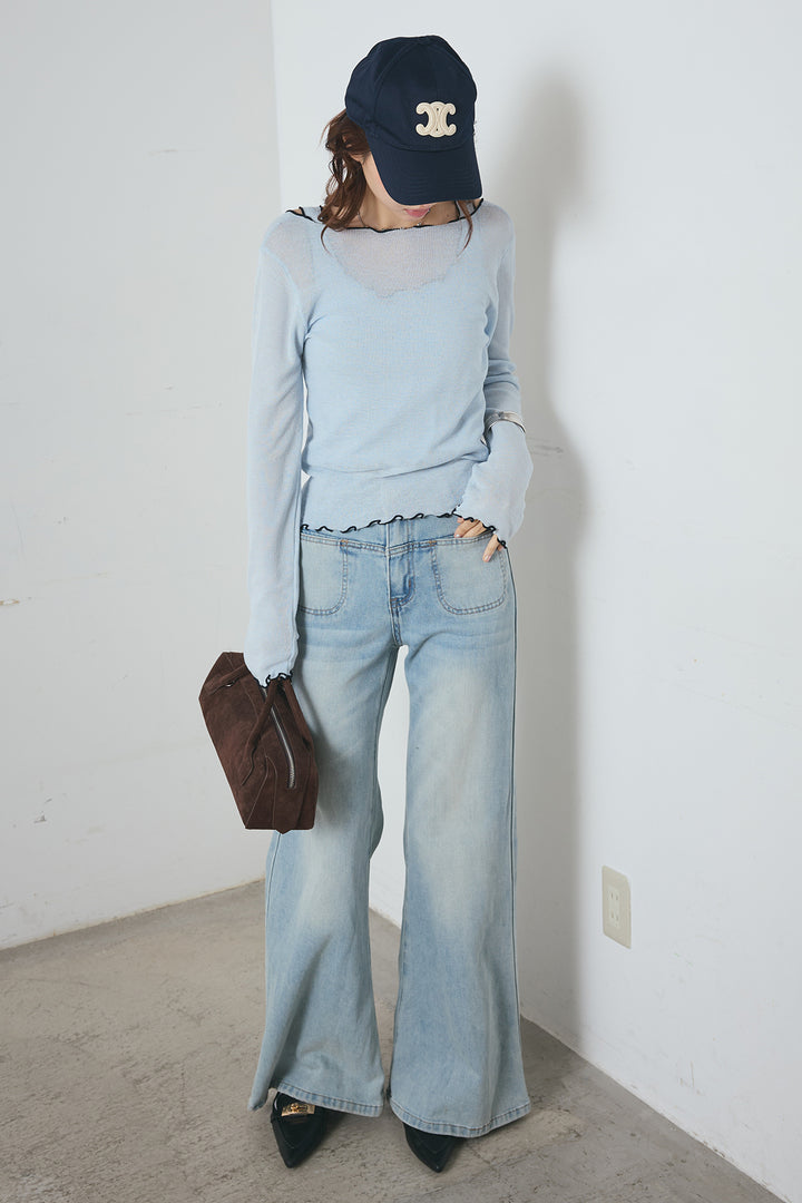 2way配色ステッチトップス＆ノースリーブセット