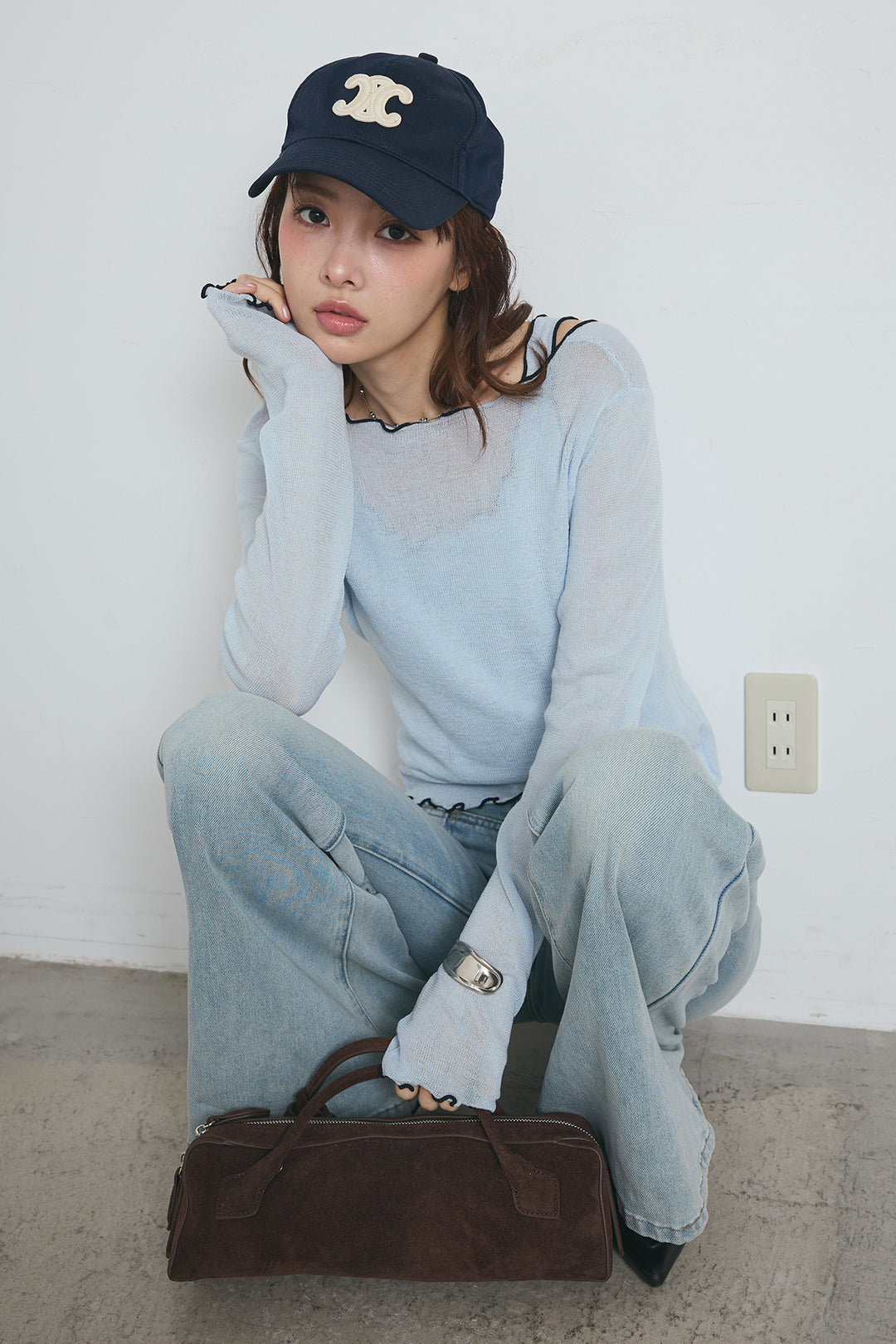 2way配色ステッチトップス＆ノースリーブセット