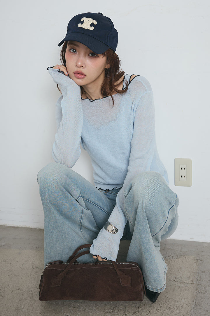 2way配色ステッチトップス＆ノースリーブセット