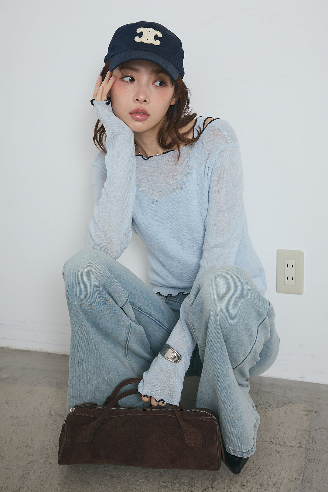 2way配色ステッチトップス＆ノースリーブセット