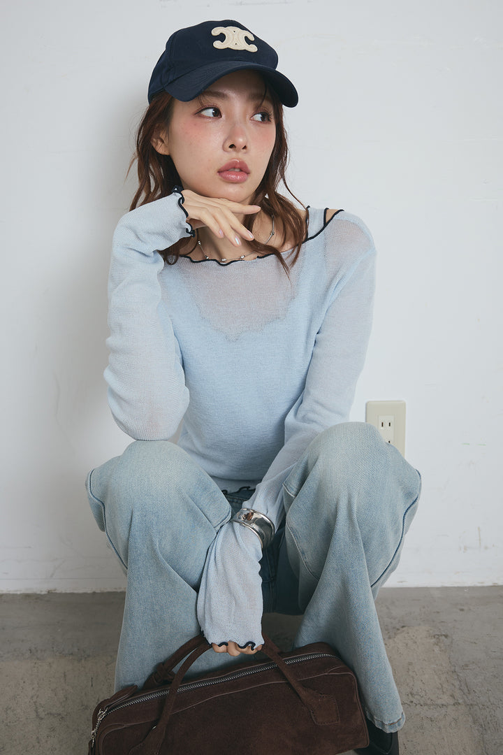 2way配色ステッチトップス＆ノースリーブセット