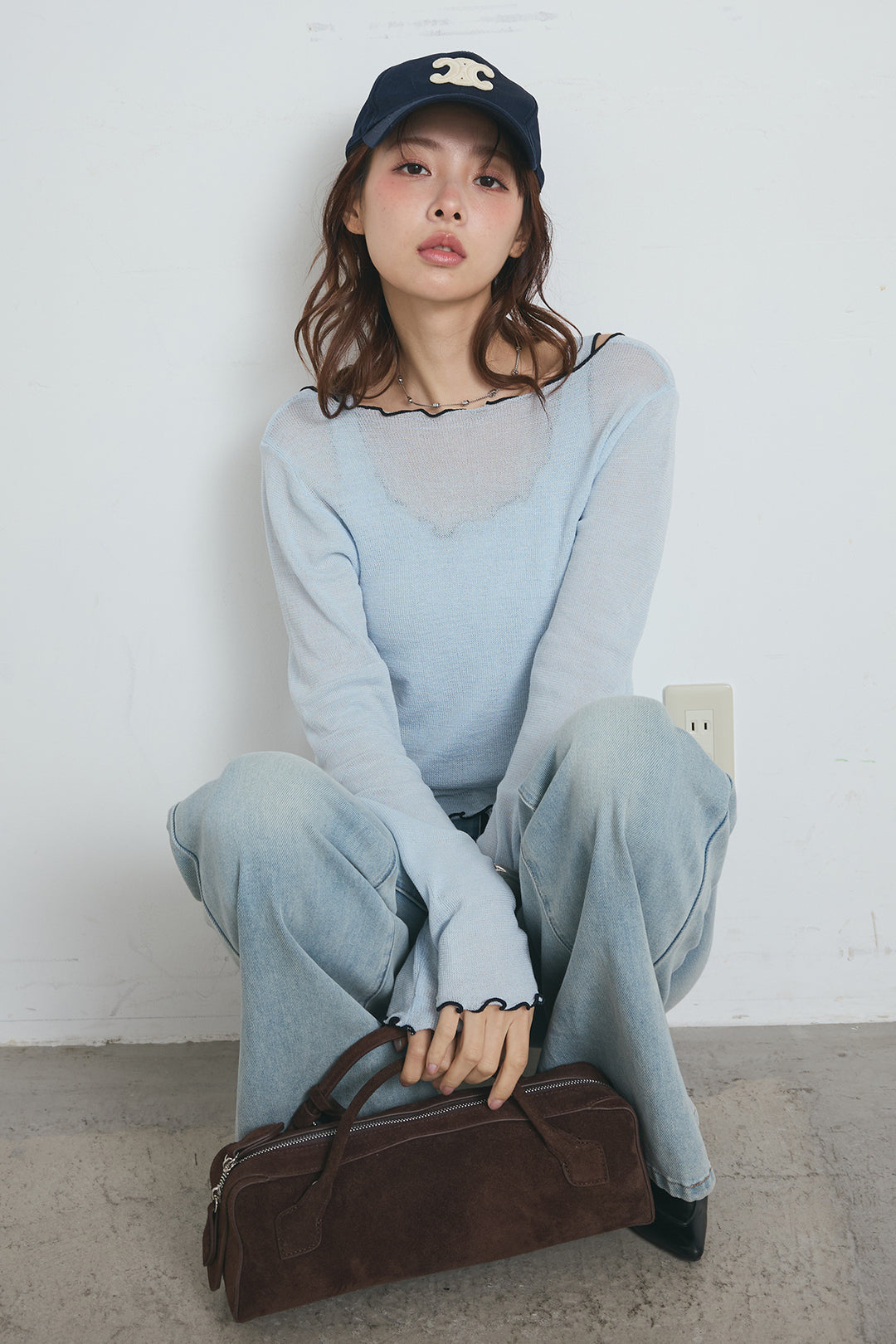 2way配色ステッチトップス＆ノースリーブセット