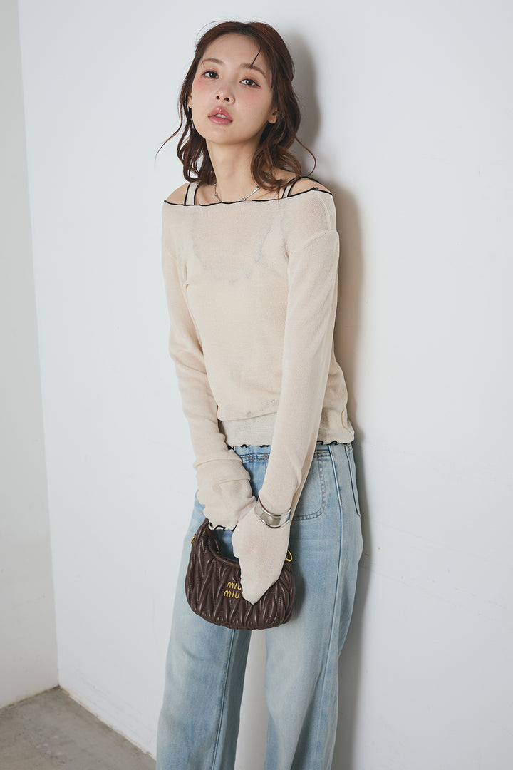 2way配色ステッチトップス＆ノースリーブセット