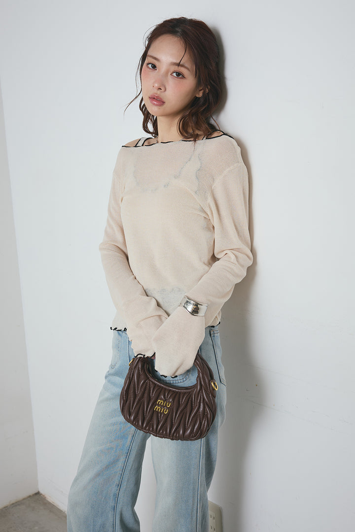 2way配色ステッチトップス＆ノースリーブセット