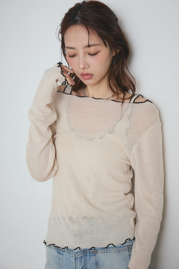 2way配色ステッチトップス＆ノースリーブセット