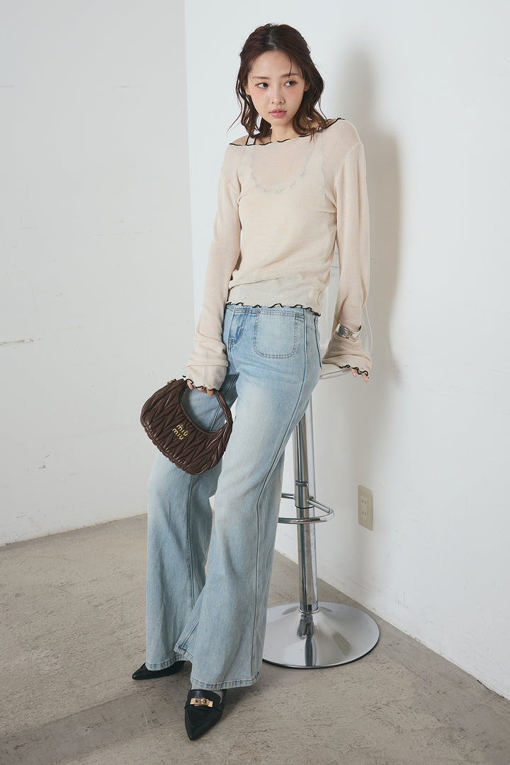 2way配色ステッチトップス＆ノースリーブセット