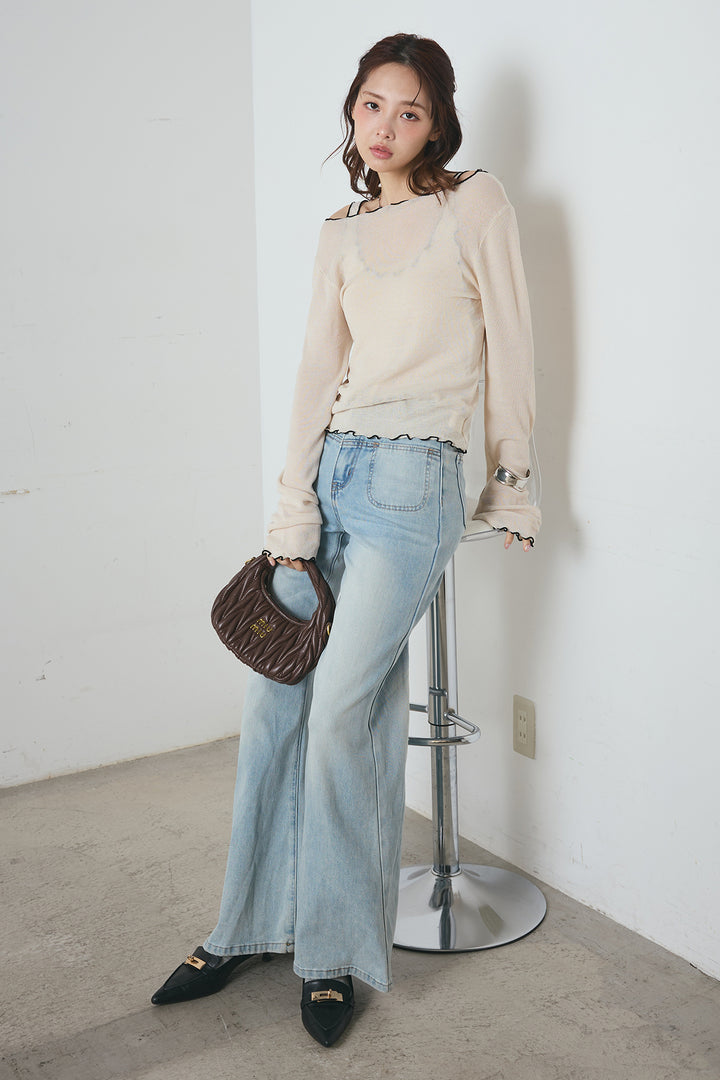 2way配色ステッチトップス＆ノースリーブセット