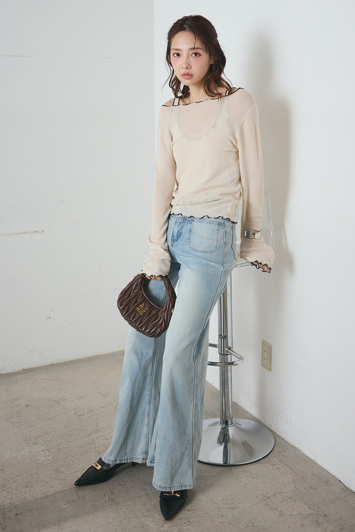 2way配色ステッチトップス＆ノースリーブセット