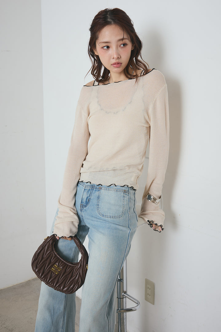 2way配色ステッチトップス＆ノースリーブセット