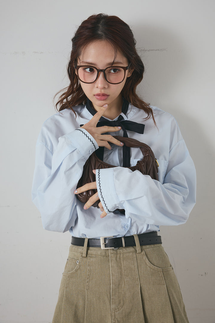 リボンタイクロップドシャツ