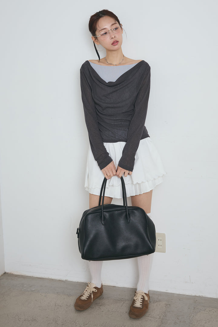 スカラップヘムプリーツドッキングショートスカート