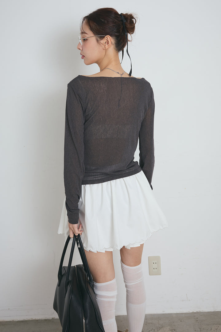 スカラップヘムプリーツドッキングショートスカート