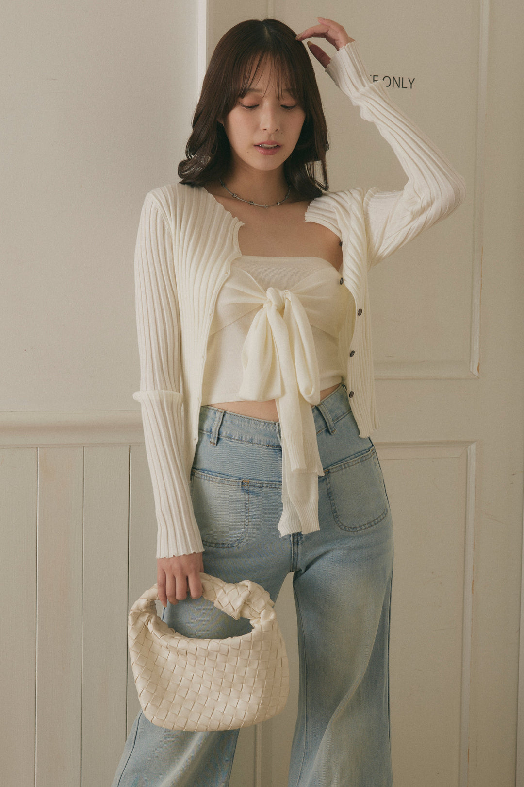 2-Way Ribbed Knit & Waist-Tie Bustier Set