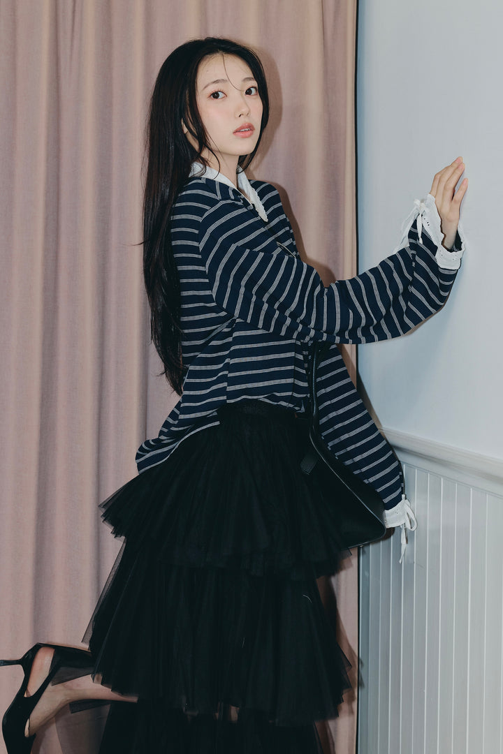 3段ティアードチュールボリュームスカート