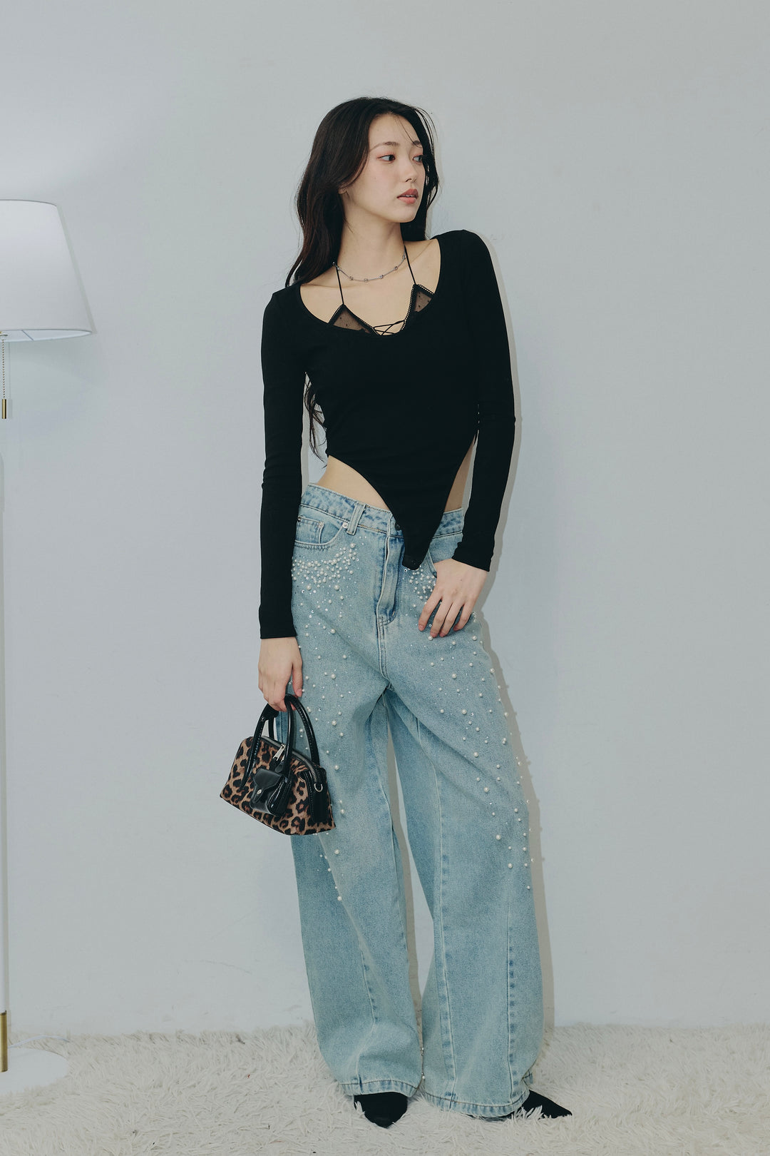 レースアップレイヤードボディースーツ