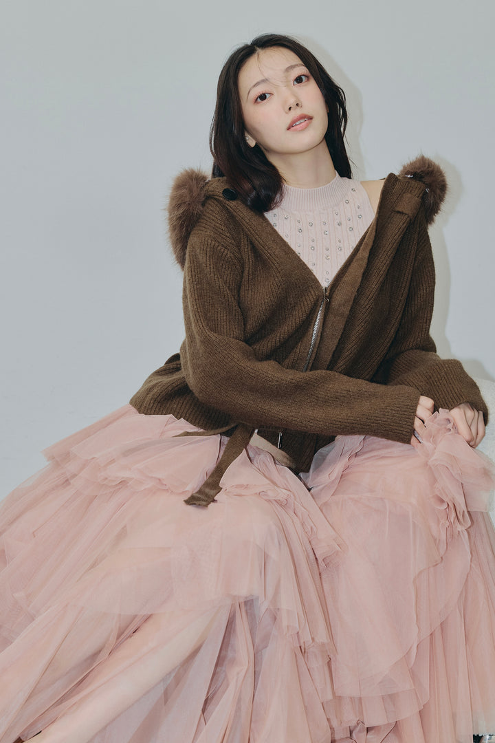 3段ティアードチュールボリュームスカート