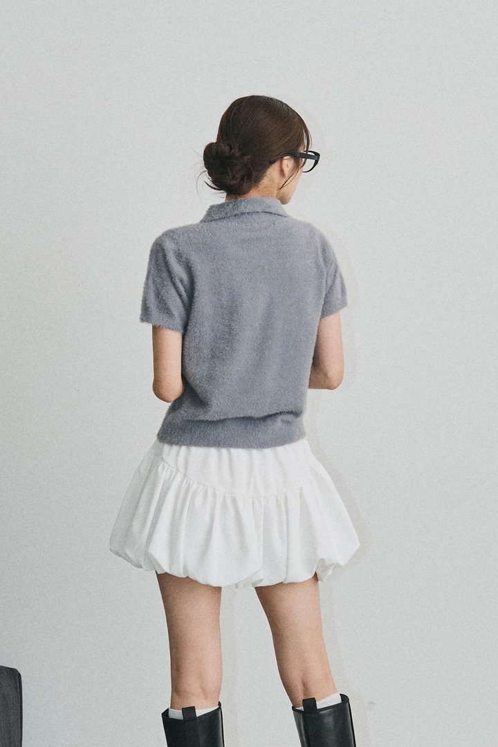 シャギーニットポロトップス