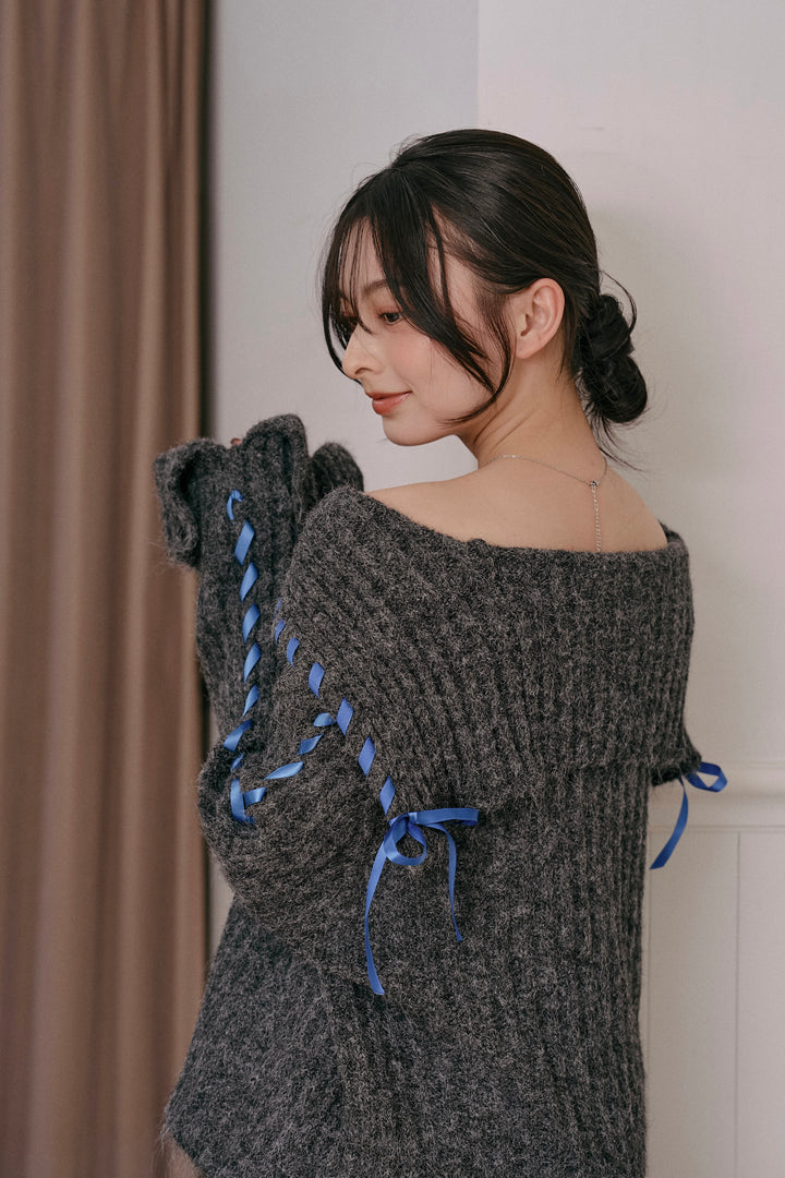 レースアップセーラーニットセットアップ