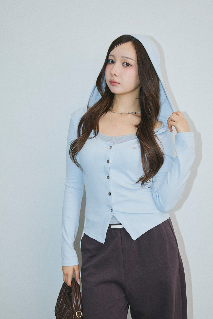 配色レイヤードボタントップス