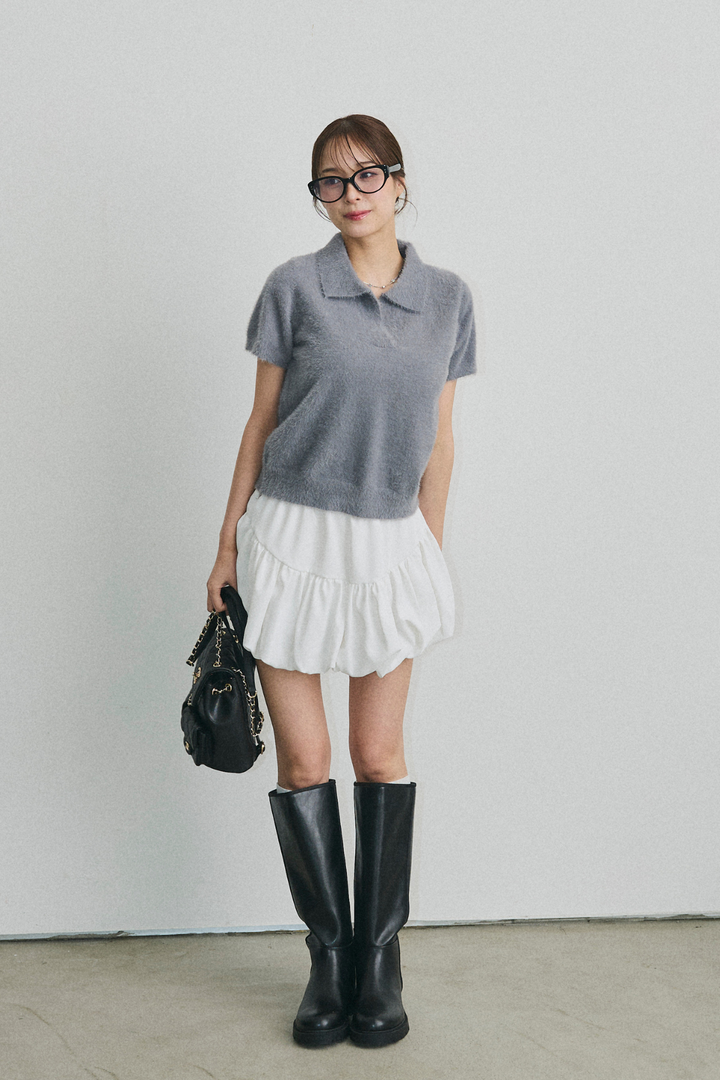 シャギーニットポロトップス