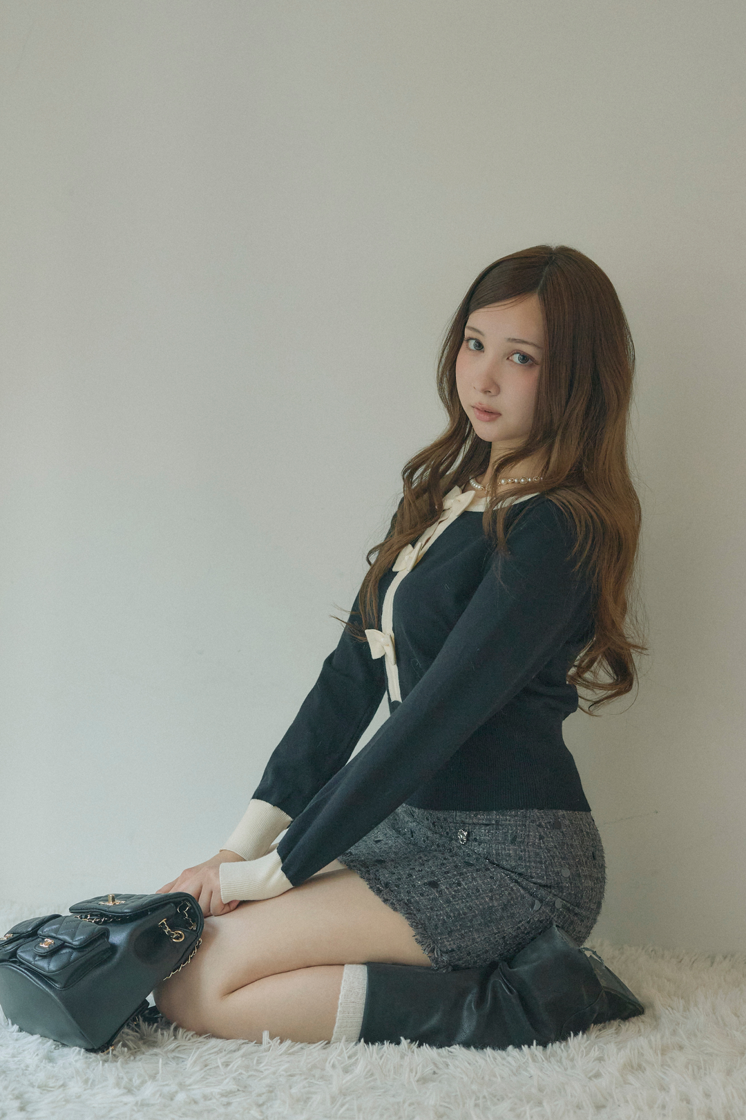 フロントリボンクラシックカーディガン