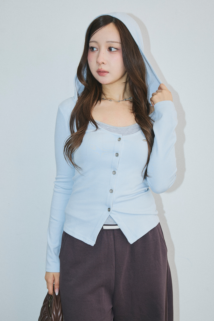 配色レイヤードボタントップス