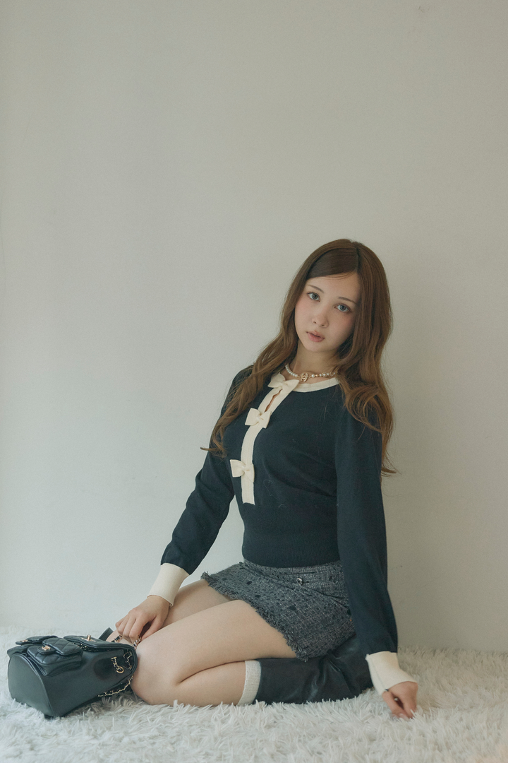 フロントリボンクラシックカーディガン