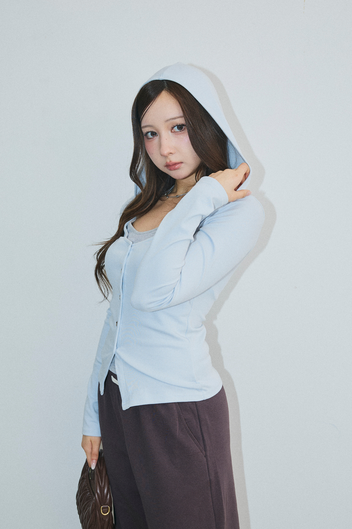 配色レイヤードボタントップス