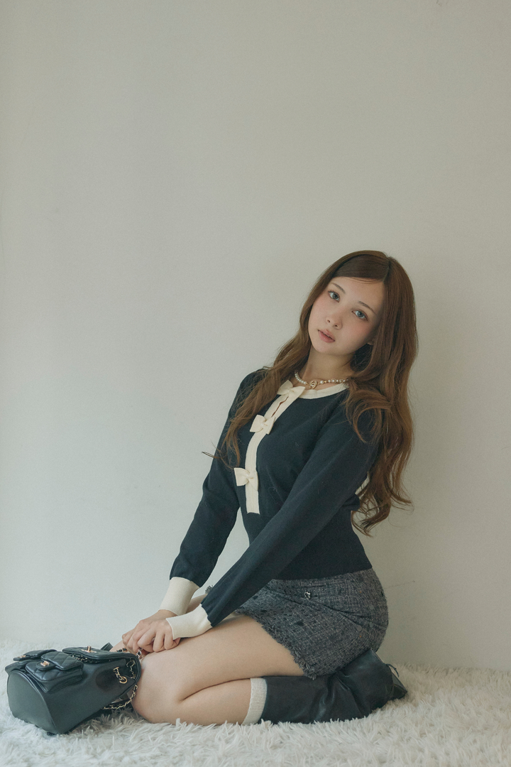 フロントリボンクラシックカーディガン