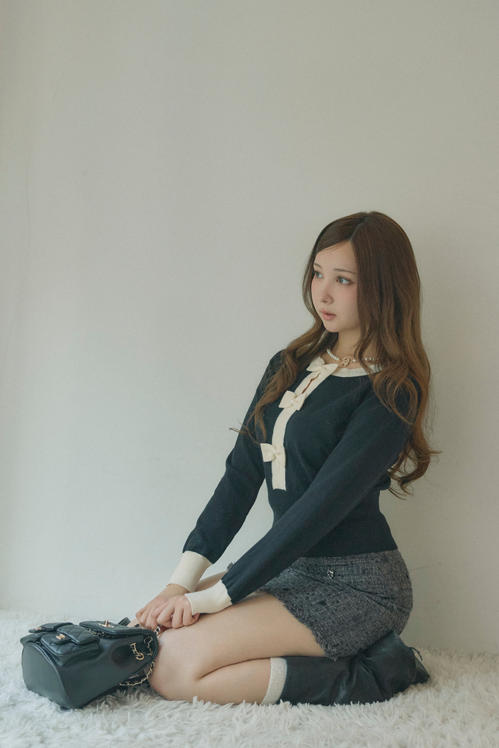 フロントリボンクラシックカーディガン