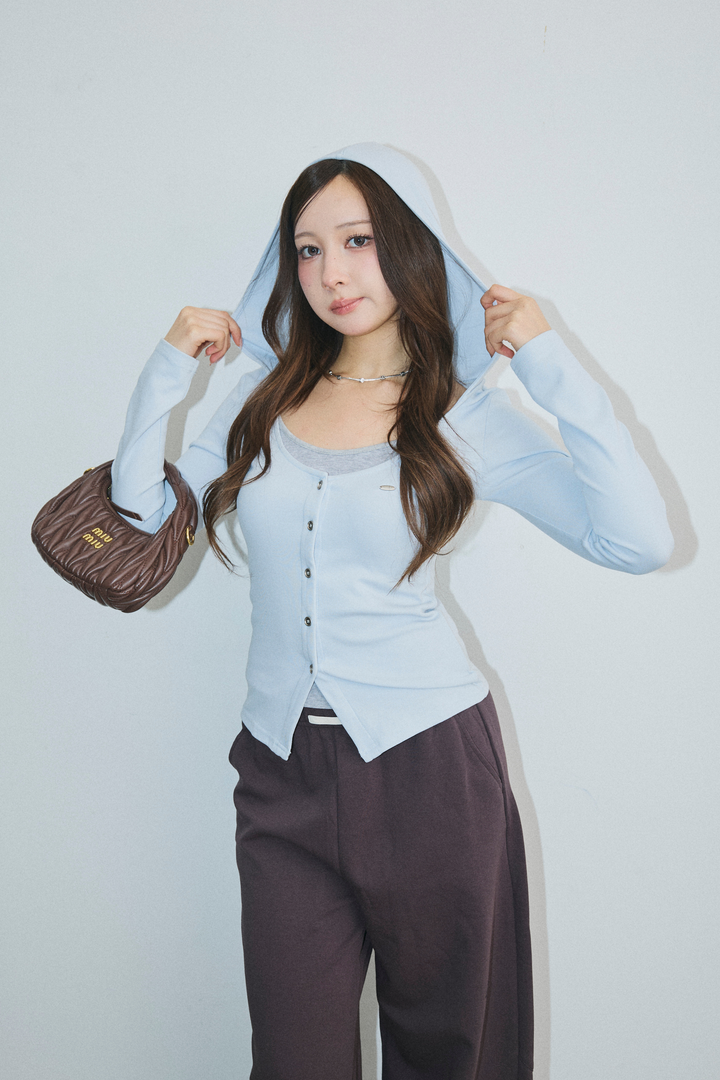 配色レイヤードボタントップス