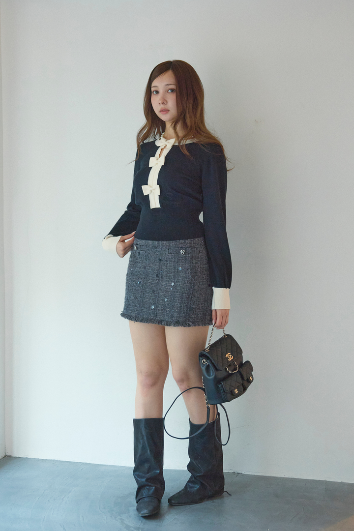 フロントリボンクラシックカーディガン