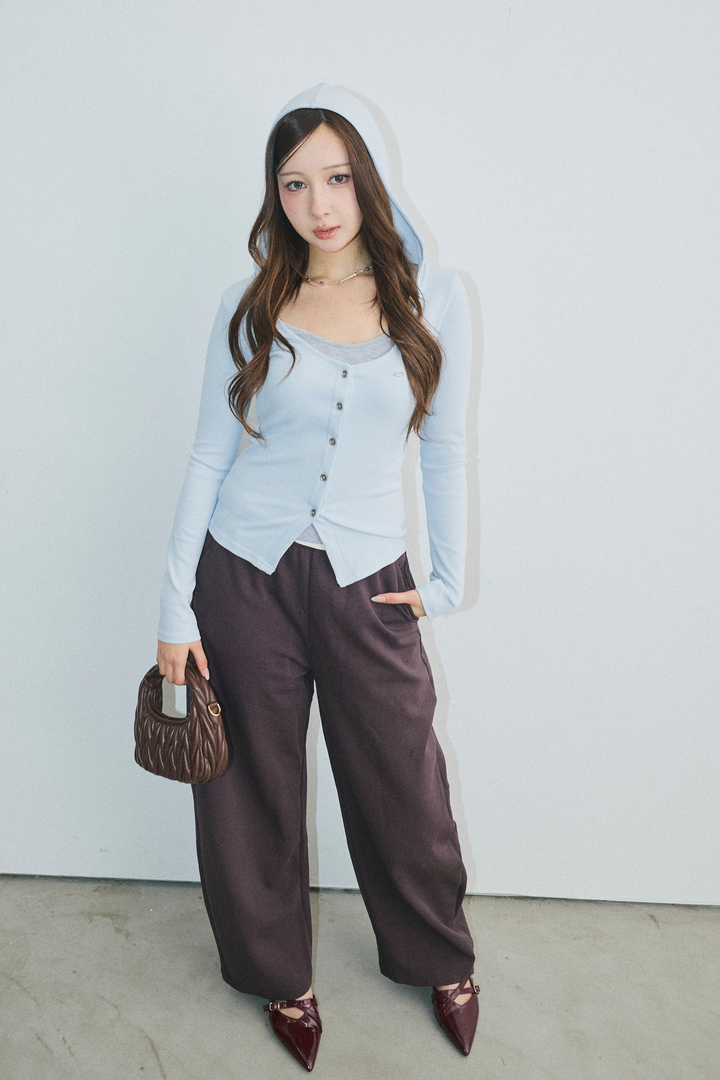 配色レイヤードボタントップス