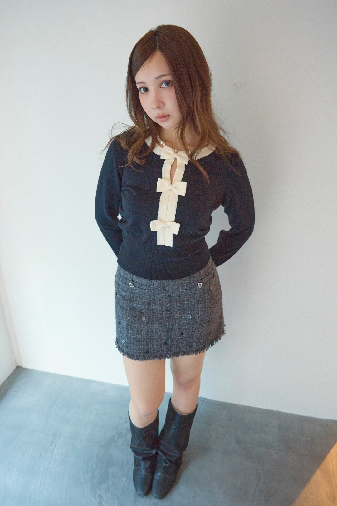 フロントリボンクラシックカーディガン