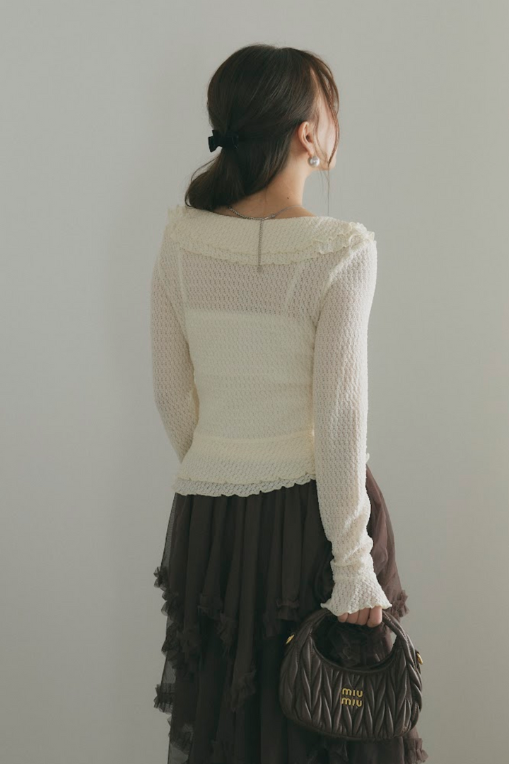 ダブルリボンシアーフリルカーディガン
