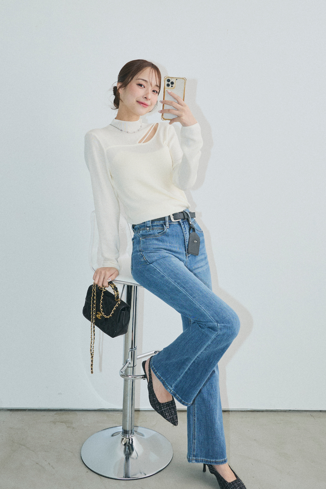 美脚ストレッチデニム（ベルト付き）