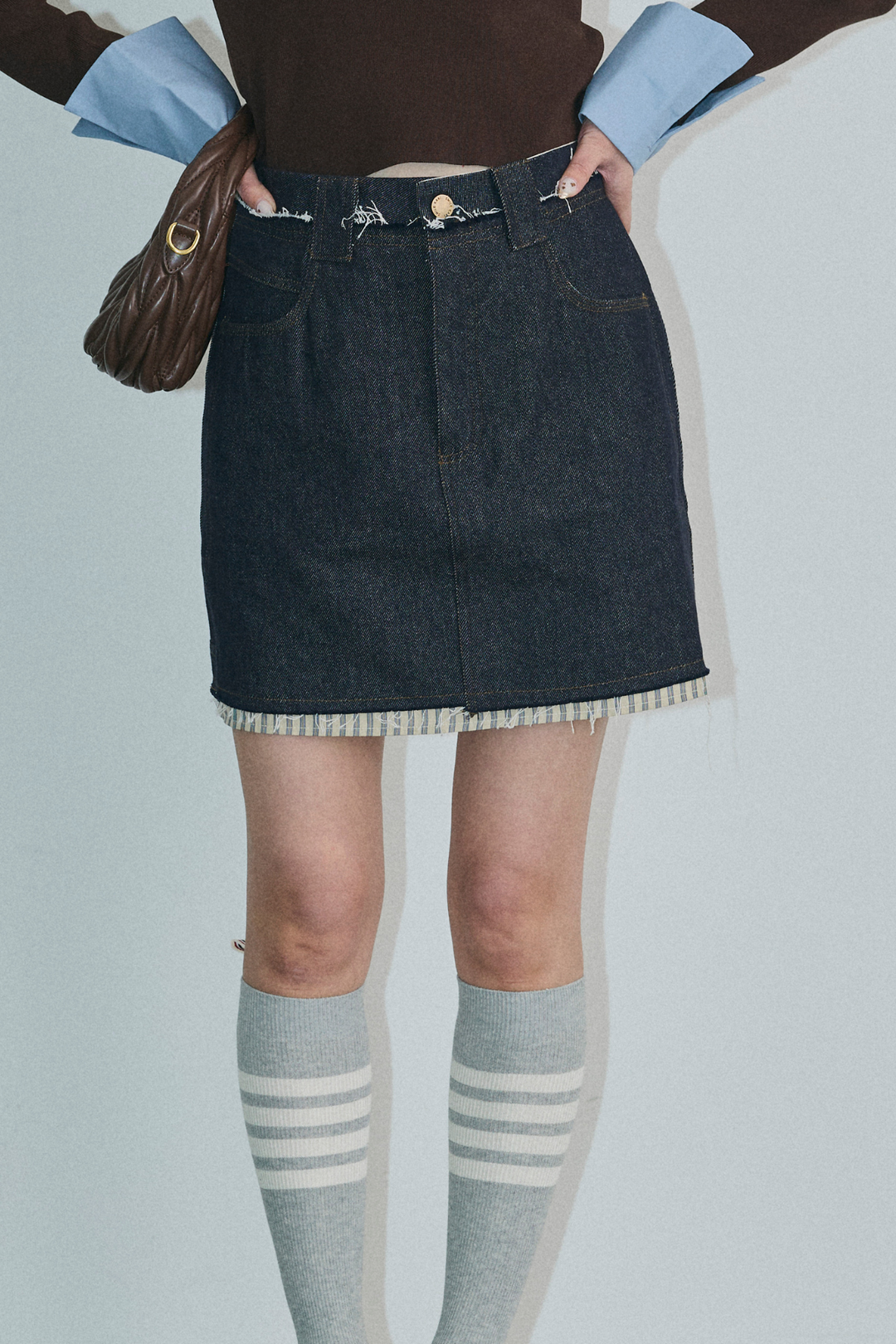 カットオフストライプデニムスカート