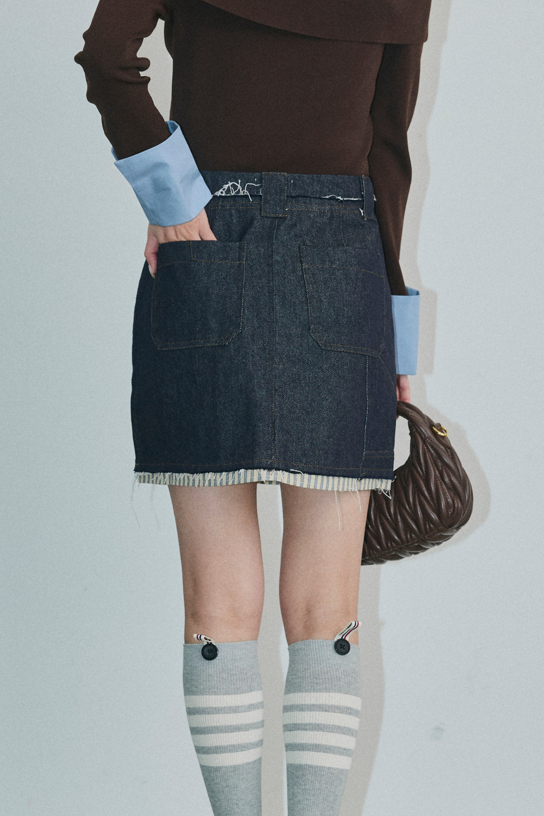 カットオフストライプデニムスカート