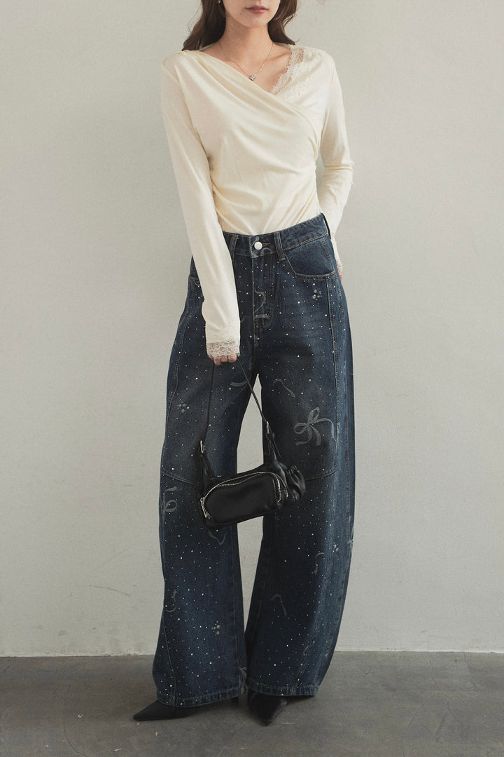 バックオープンレースカシュクールトップス