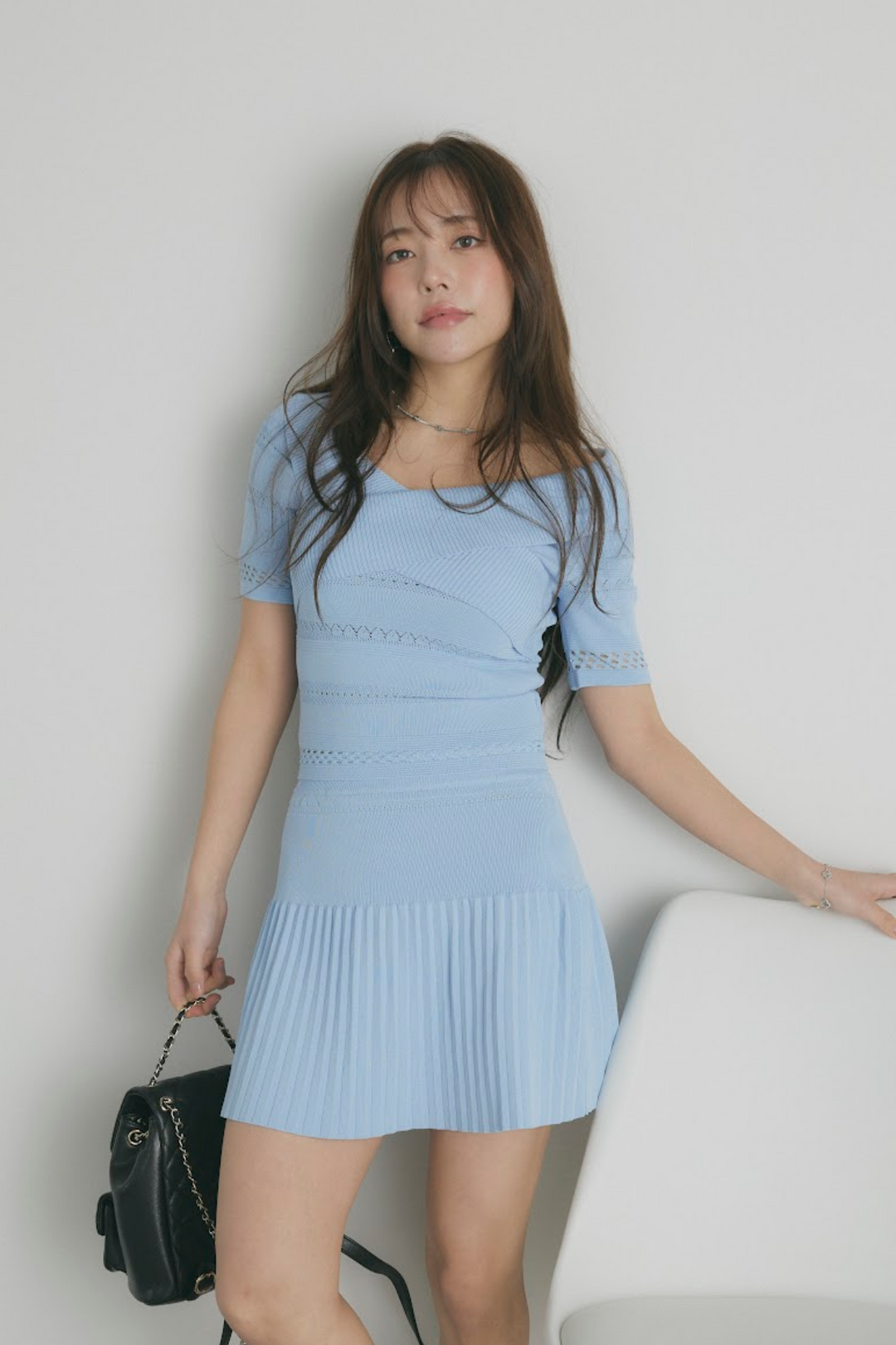 フロントクロストップス ＆ プリーツスカートセットアップ