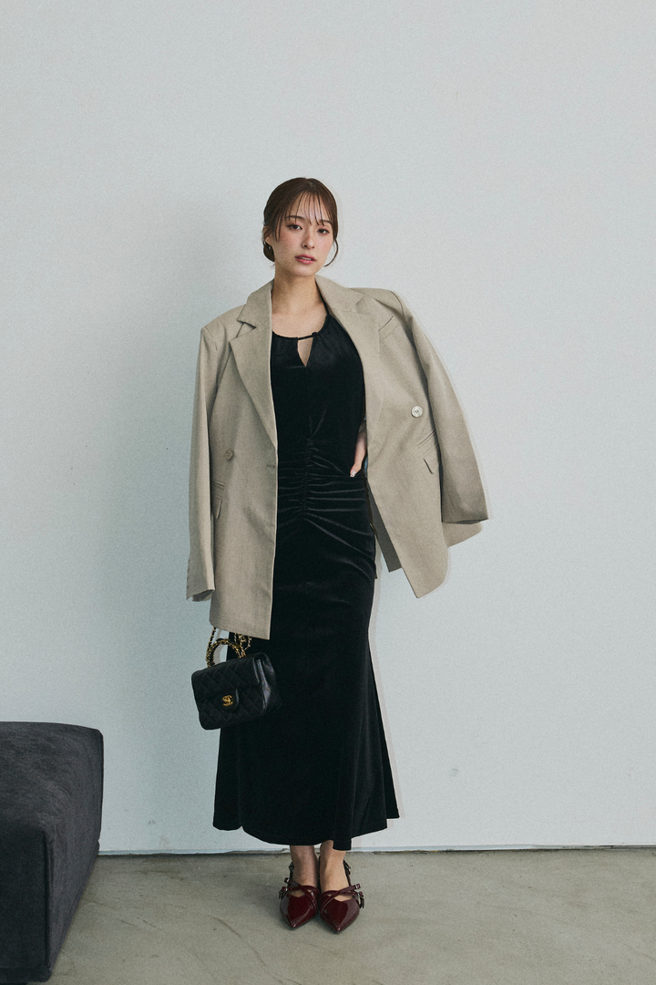 ホルターネックベロアワンピース