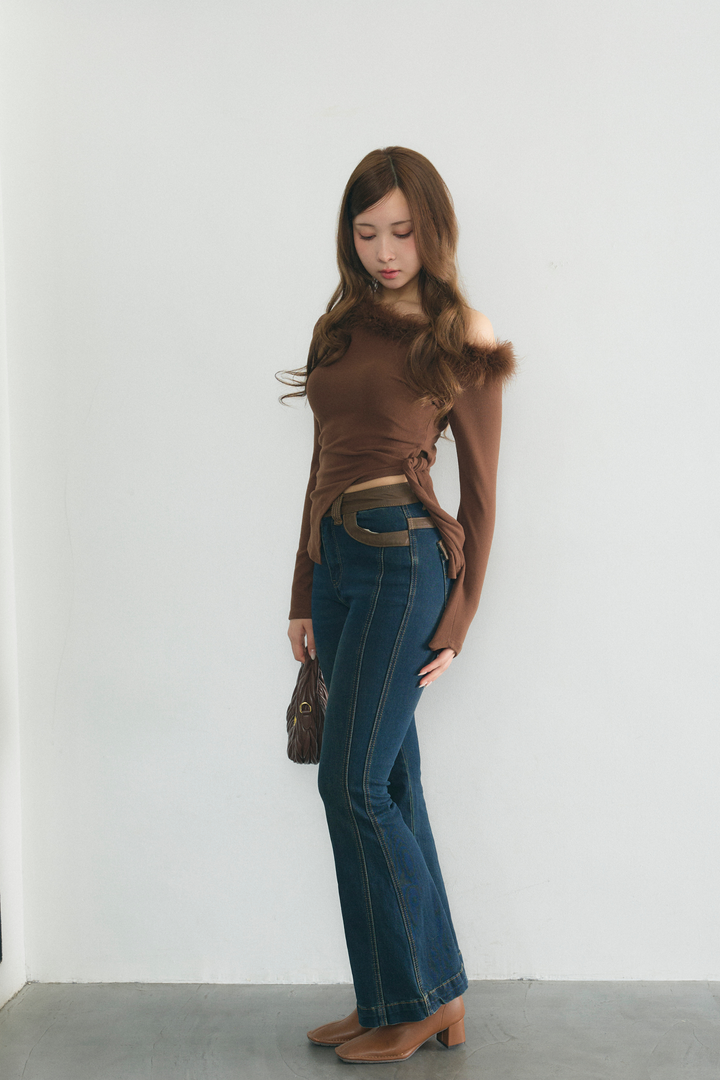 ワンショルダーファートップス