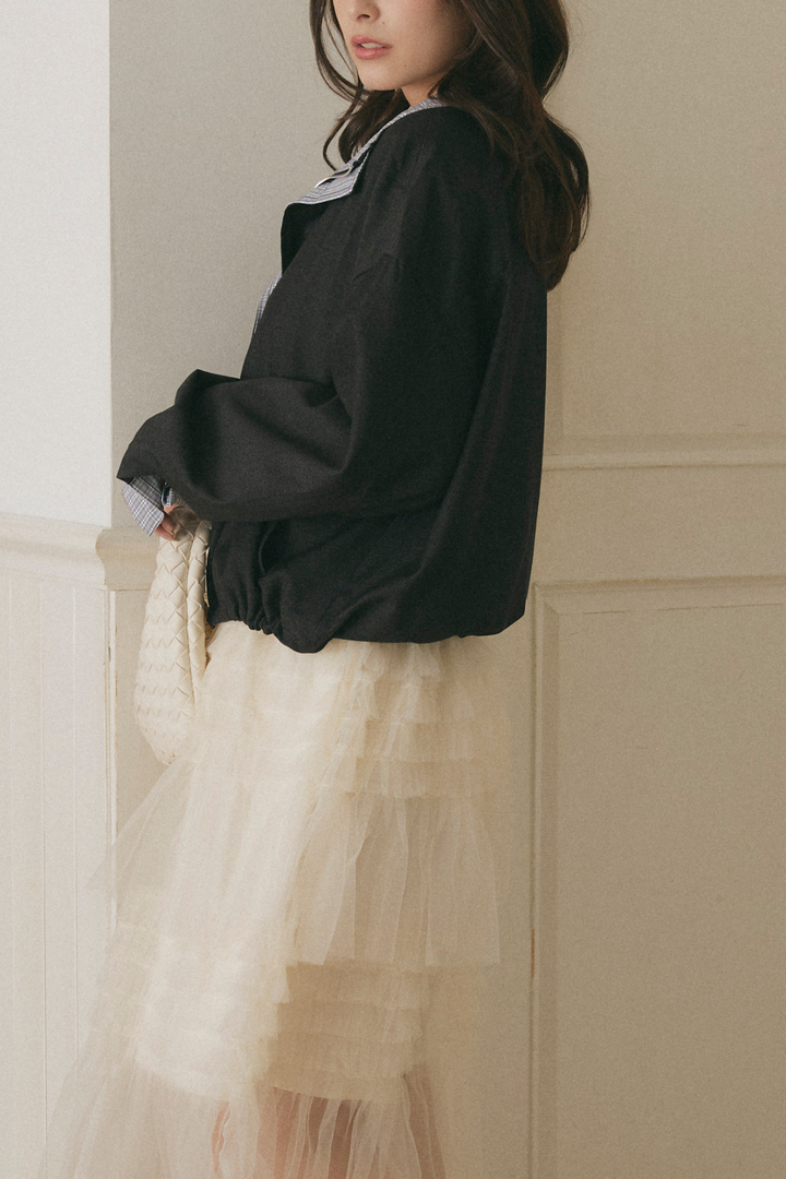 Chân váy midi voan bèo nhún