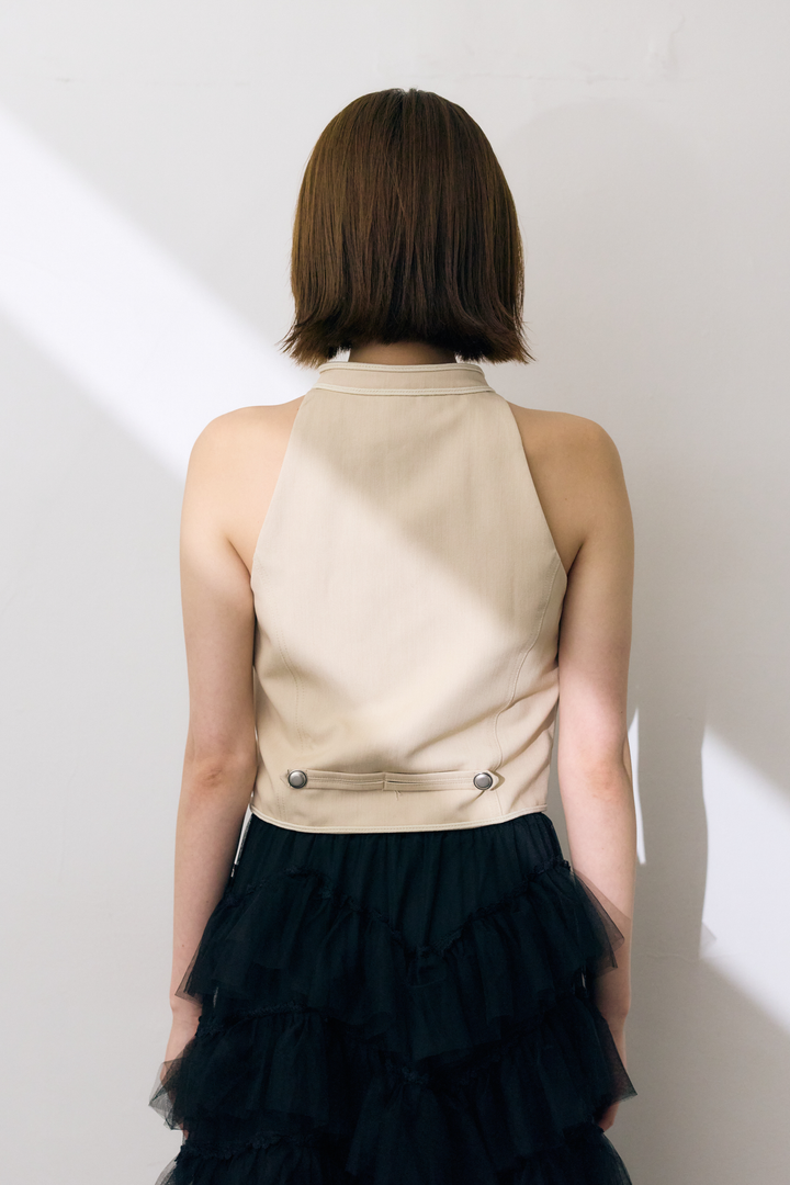 ナポレオンボタンパイピングショートトップス