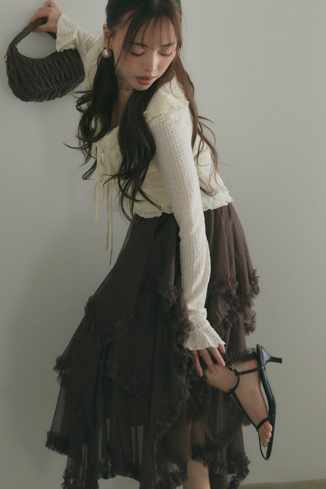 ダブルリボンシアーフリルカーディガン