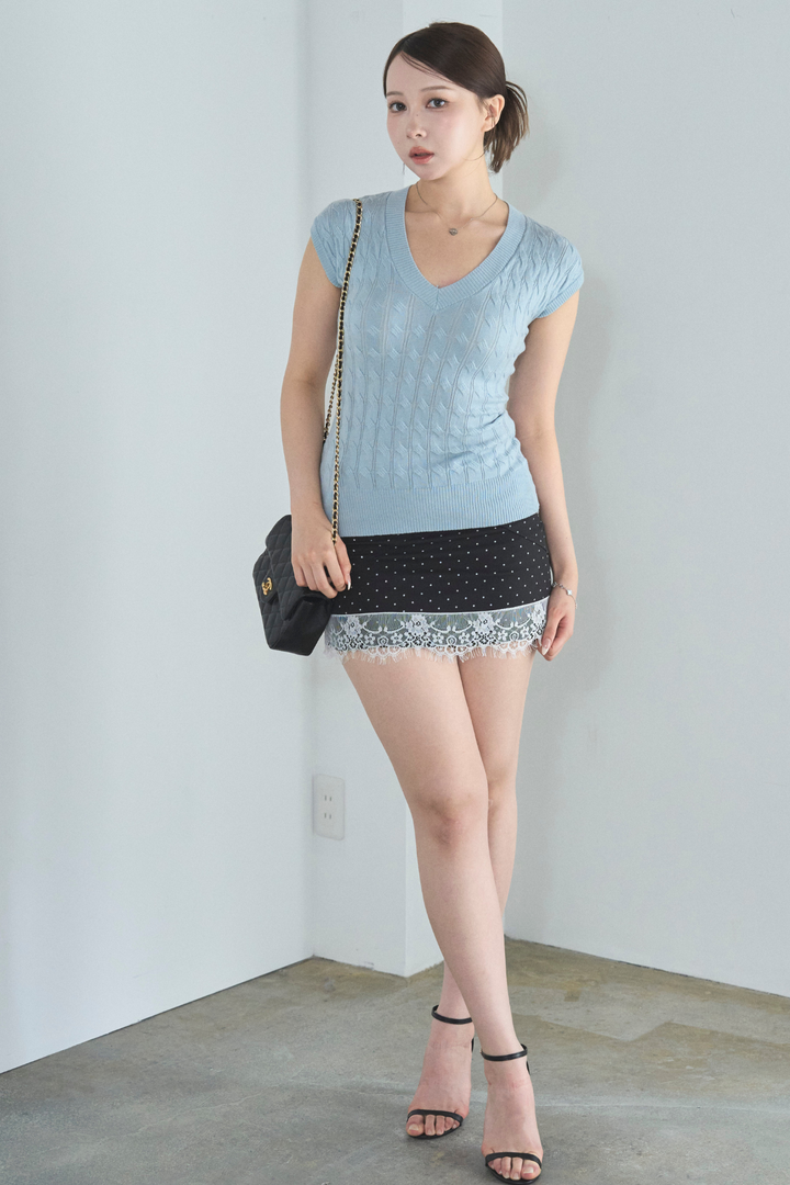 ヘムレースドットミニスカート