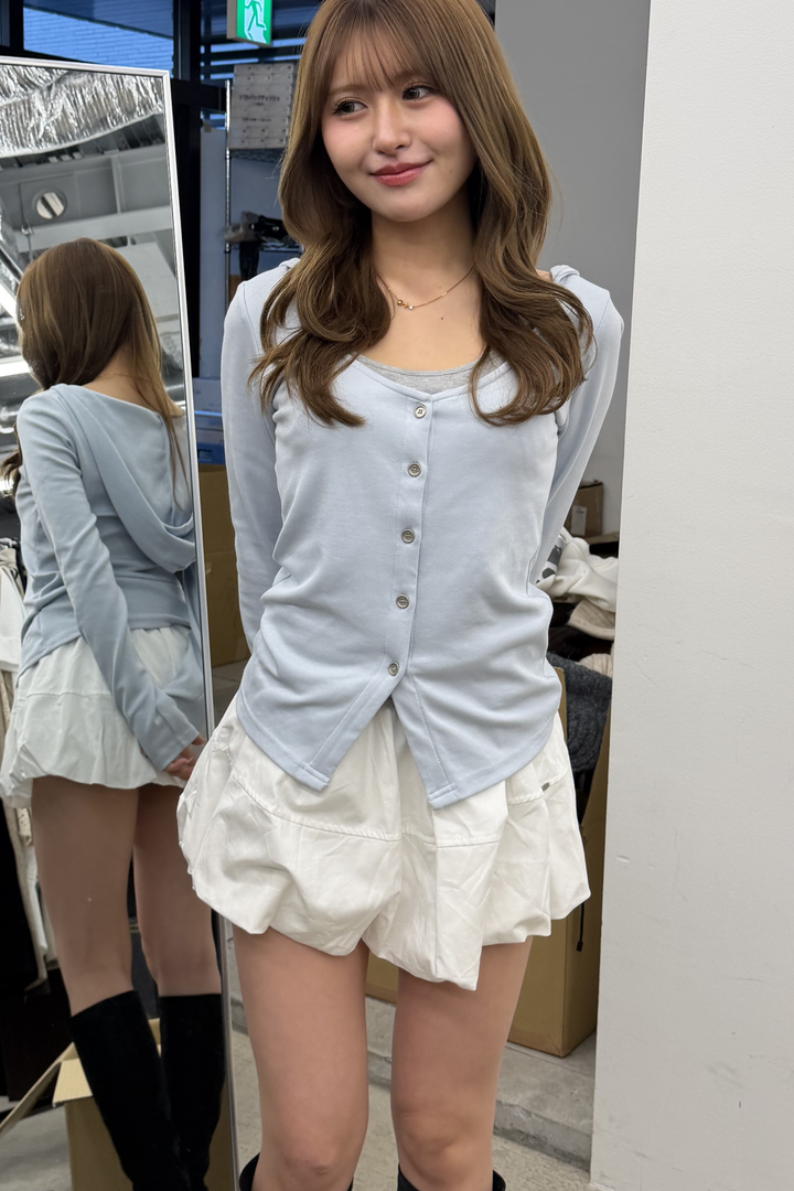 配色レイヤードボタントップス